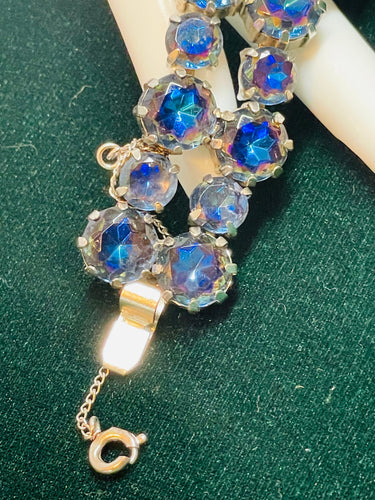 Blue AB Double Row Rhinestone Bracelet
